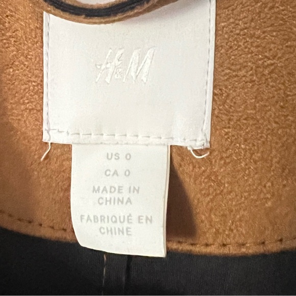H&M Faux Suede Moto Jacket Camel Size 0 XS Classic Chic Urban Streetwear Edgy - Picture 4 of 11